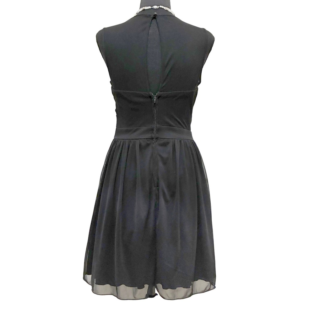 Speechless Mini Dress Black Mesh Pearl Waist Size 5 Cocktail Graduation Hoco - Picture 6 of 14